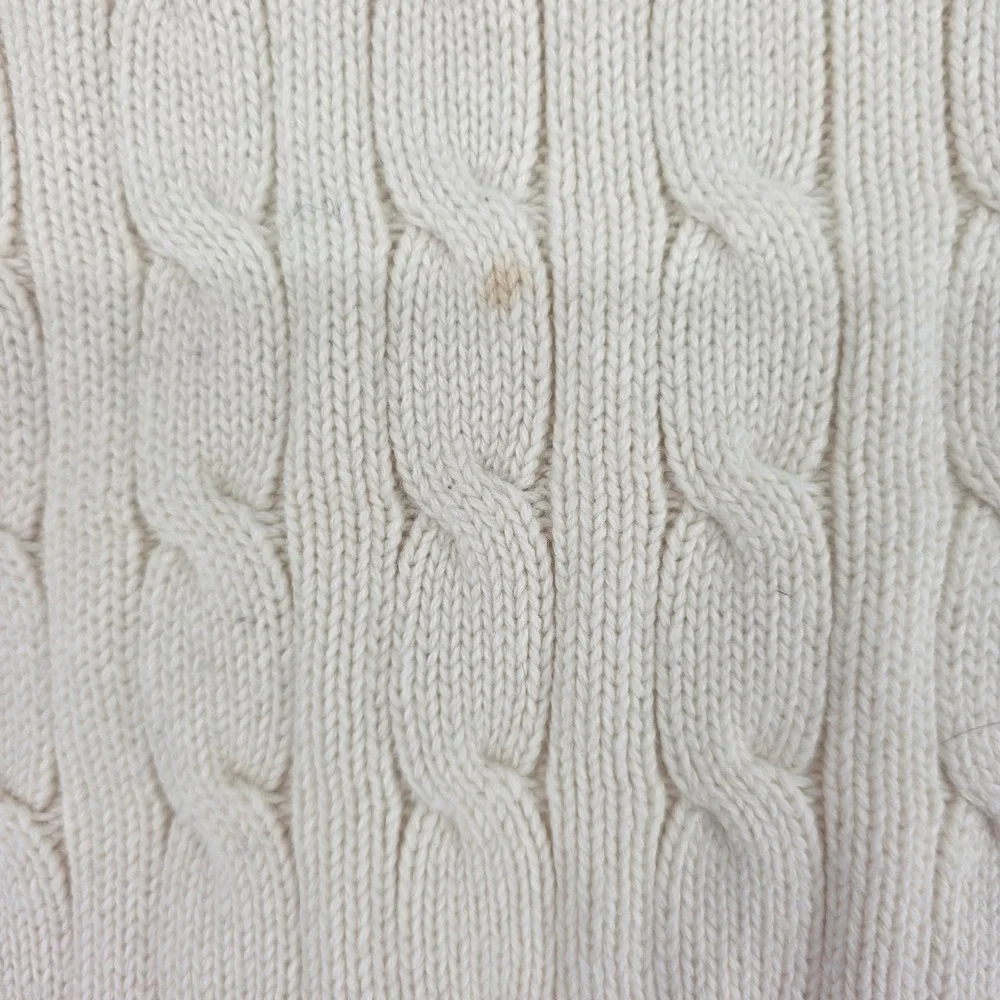 Polo Ralph Lauren Kids Cream Cable Knit Cotton Sweater Navy Pony 3/3T Pullover